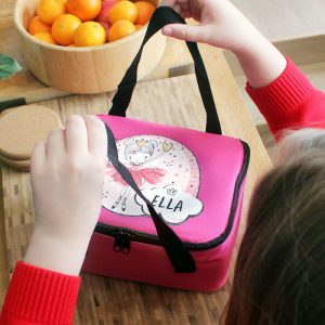 Girl's Personalised Fairy Pink Insulated School Lunch Bag