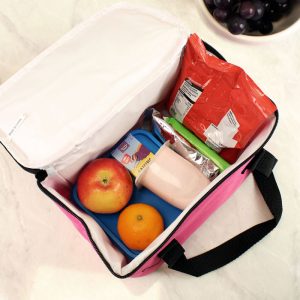 Girl's Personalised Flower Themed Pink School Lunch Bag
