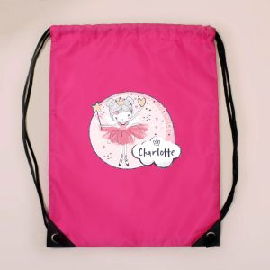 Girl's Personalised Fairy Pink Kit P.E. School Bag