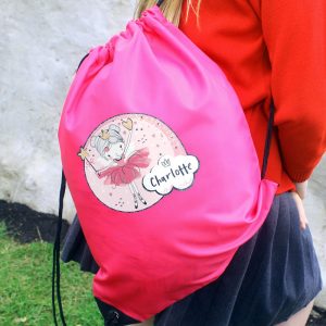 Girl's Personalised Fairy Pink Kit P.E. School Bag