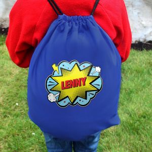 Boy's Personalised Superhero Blue School Kit Bag