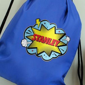 Boy's Personalised Superhero Blue School Kit Bag
