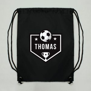 Personalised Black Football P.E. Kit School Bag