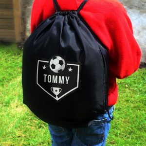 Personalised Black Football P.E. Kit School Bag