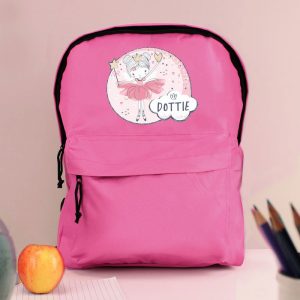 Girl's Personalised Fairy Pink Backpack School Bag
