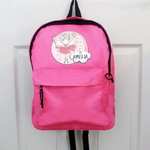 Girl's Personalised Fairy Pink Backpack School Bag