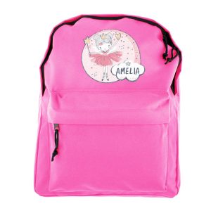 Girl's Personalised Fairy Pink Backpack School Bag