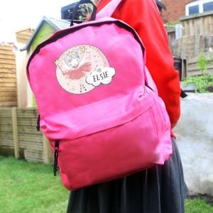 Girl's Personalised Fairy Pink Backpack School Bag