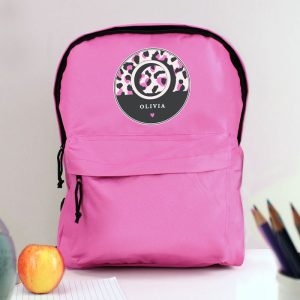 Girl's Personalised Leopard Print Pink Backpack