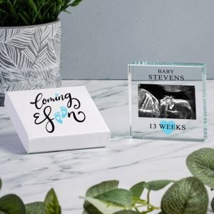 Personalised Baby Scan Photo Glass Token in Gift Box