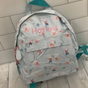 Girl's Personalised Embroidered Mouse Backpack Bag