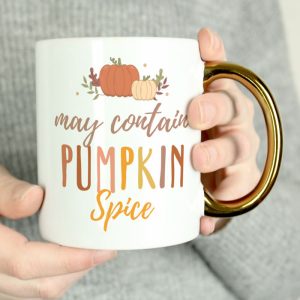 Personalised Pumpkin Spice Gold Handle Halloween Mug