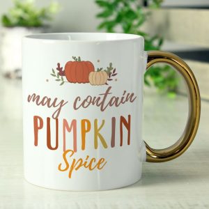 Personalised Pumpkin Spice Gold Handle Halloween Mug