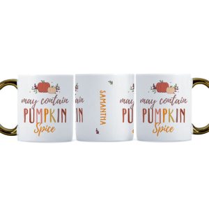 Personalised Pumpkin Spice Gold Handle Halloween Mug