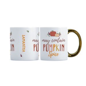 Personalised Pumpkin Spice Gold Handle Halloween Mug