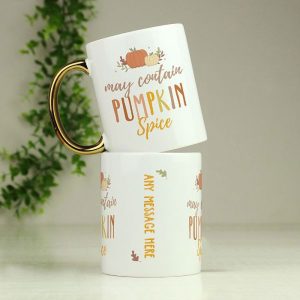 Personalised Pumpkin Spice Gold Handle Halloween Mug