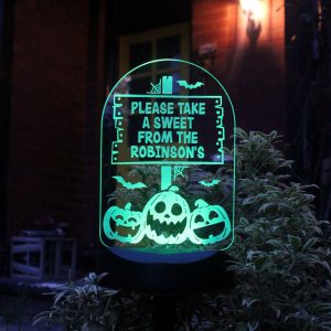 Personalised Pumpkin Patch Halloween Solar Light-Up Sign