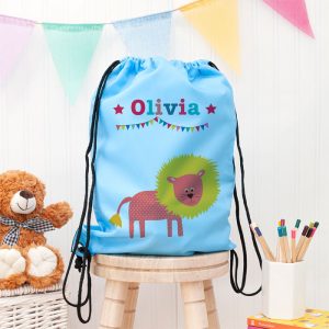 Personalised Sky Blue Circus Waterproof Swim or Nursery Bag
