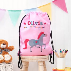 Girl's Personalised Classic Pink Circus Waterproof Swim Bag