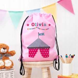 Girl's Personalised Classic Pink Circus Waterproof Swim Bag