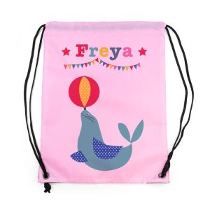 Girl's Personalised Classic Pink Circus Waterproof Swim Bag