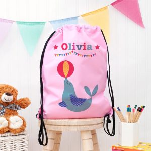 Girl's Personalised Classic Pink Circus Waterproof Swim Bag