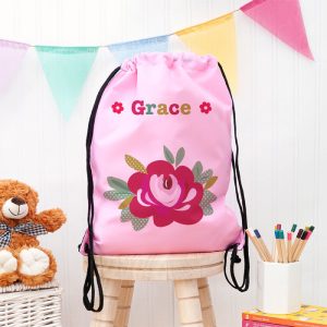 Personalised Girl's Pink Waterproof Swim Bag - 10 Designs