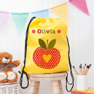 Girl's Personalised Yellow Waterproof Swim or P.E. Kit Bag