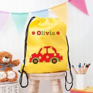 Girl's Personalised Yellow Waterproof Swim or P.E. Kit Bag