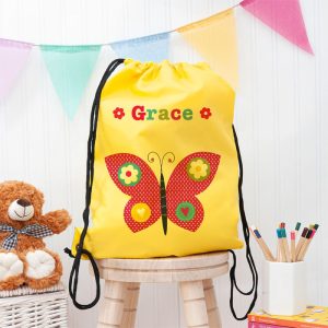 Girl's Personalised Yellow Waterproof Swim or P.E. Kit Bag