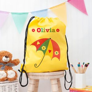 Girl's Personalised Yellow Waterproof Swim or P.E. Kit Bag
