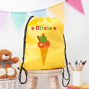 Girl's Personalised Yellow Waterproof Swim or P.E. Kit Bag