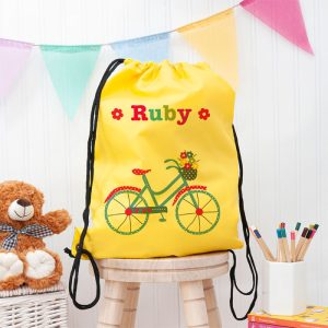 Girl's Personalised Yellow Waterproof Swim or P.E. Kit Bag