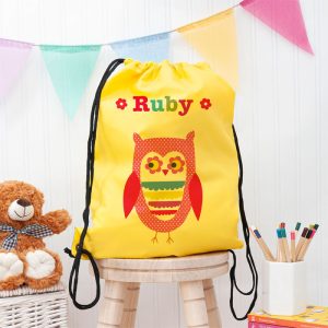 Girl's Personalised Yellow Waterproof Swim or P.E. Kit Bag