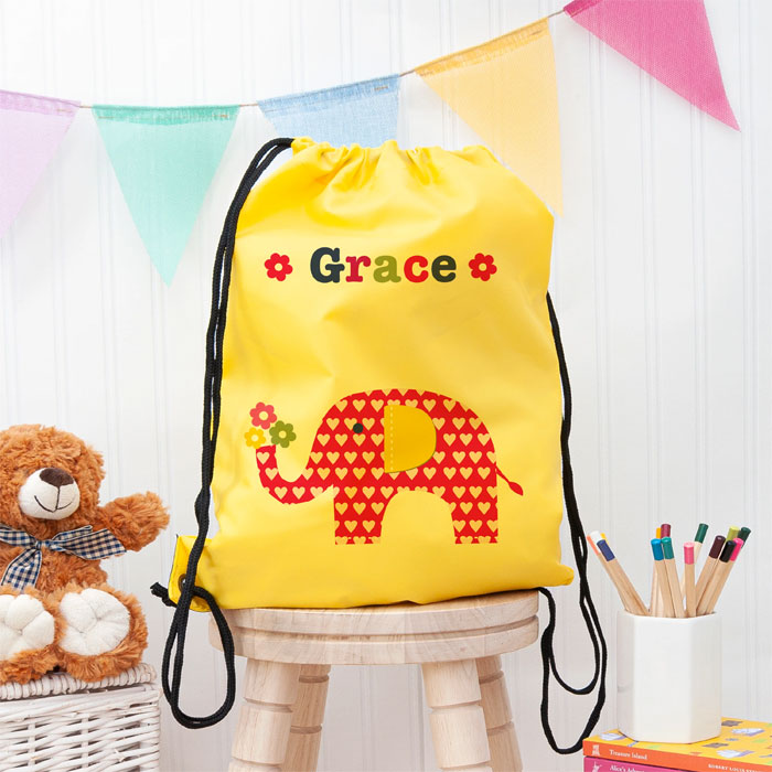 Girl's Personalised Yellow Waterproof Swim or P.E. Kit Bag
