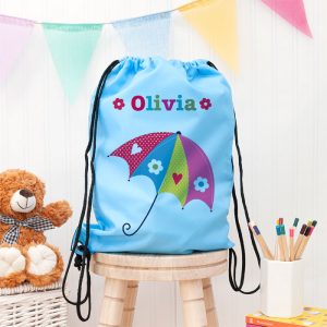 Personalised Girl's Sky Blue Waterproof Swim Bag P.E Kit Bag