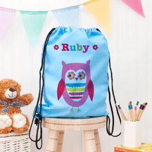 Personalised Girl's Sky Blue Waterproof Swim Bag P.E Kit Bag