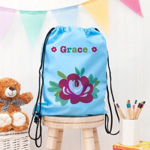 Personalised Girl's Sky Blue Waterproof Swim Bag P.E Kit Bag