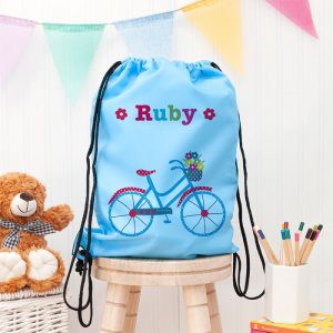 Personalised Girl's Sky Blue Waterproof Swim Bag P.E Kit Bag