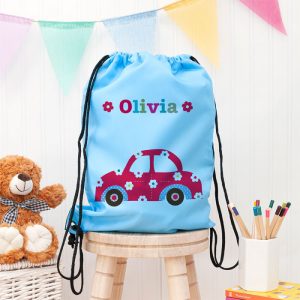 Personalised Girl's Sky Blue Waterproof Swim Bag P.E Kit Bag