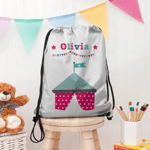 Personalised Silver Circus Waterproof Swim Bag or PE Kit Bag