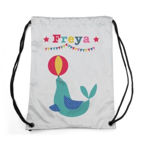 Personalised Silver Circus Waterproof Swim Bag or PE Kit Bag