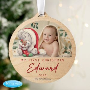 Personalised 1st Christmas Tiny Tatty Teddy Photo Decoration