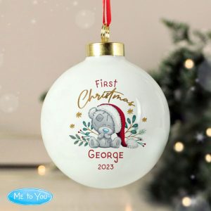 Personalised First Christmas Tiny Tatty Teddy Tree Bauble