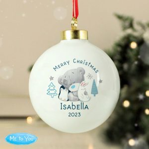 Personalised Winter Explorer First Christmas Ceramic Bauble