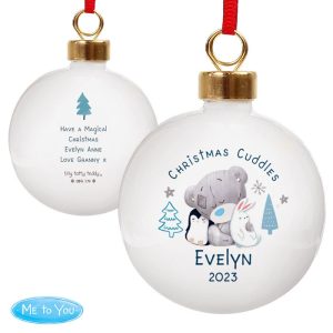 Personalised Winter Explorer First Christmas Ceramic Bauble
