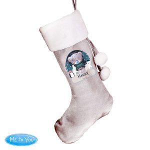 Personalised First Christmas Tatty Teddy Silver Stocking