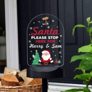 Personalised Santa Stop Here Sign Outdoor Solar LED Light
