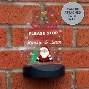 Personalised Santa Stop Here Sign Outdoor Solar LED Light