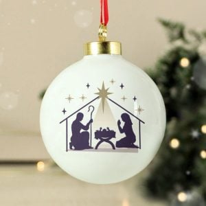 Personalised Nativity Ceramic Christmas Tree Bauble
